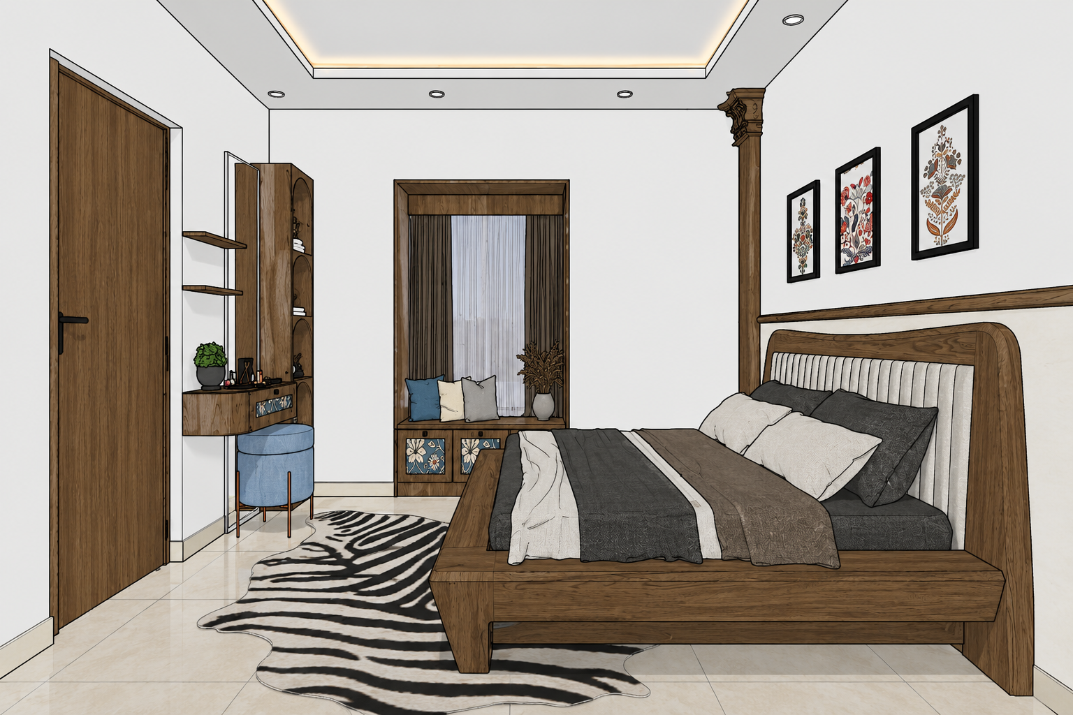SketchUp model of the same bedroom